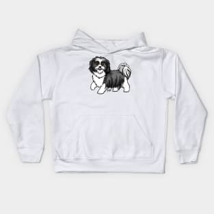 Dog - Shih Tzu - White and Black Kids Hoodie